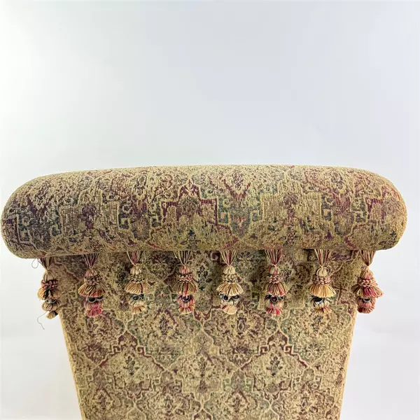 Vintage 2004 Bombay Yellow Paisley Skirted Armless Dining Chair 