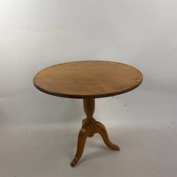 Vintage Wood Round Spinning Tilt Top Table J. Seeley