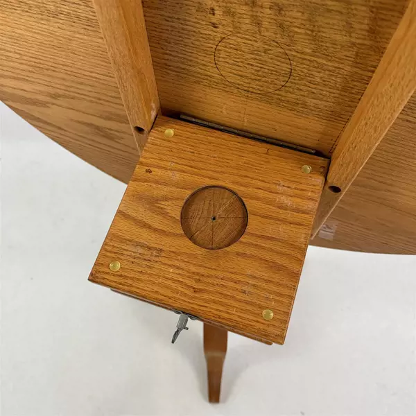 Vintage Wood Round Spinning Tilt Top Table J. Seeley