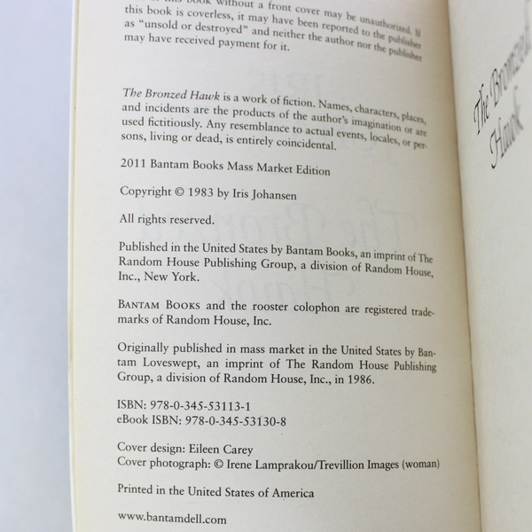 The Bronzed Hawk by Iris Johansen 2011 Paperback Bantam Books