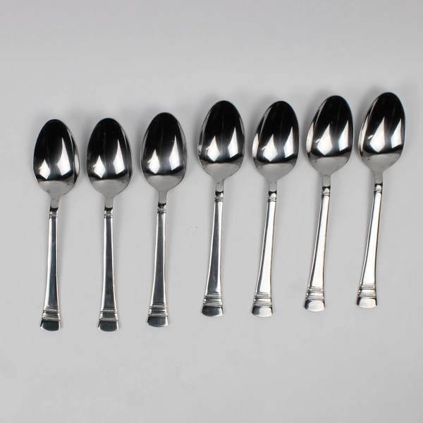 Lot Of 7 International Silver Kensington (Stainless) Flatware Soup Spoons 7.75"