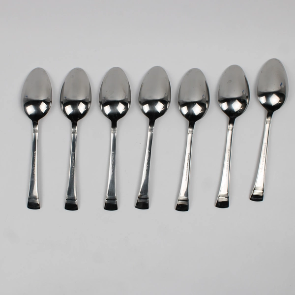 Lot Of 7 International Silver Kensington (Stainless) Flatware Soup Spoons 7.75"