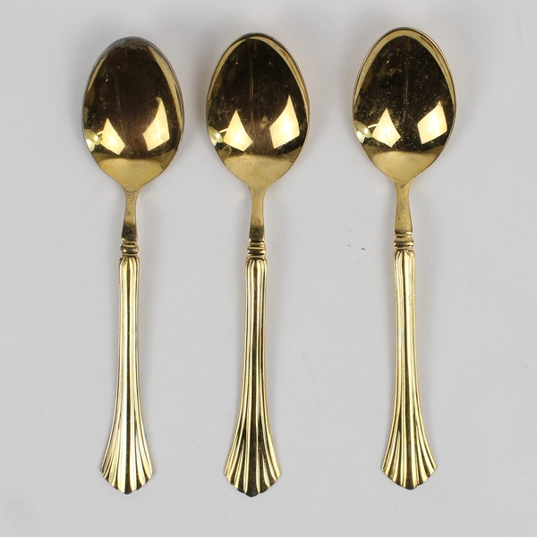 Lot of 3 Cambridge Silver Stainless Tracy Pattern Gold Electroplate Teaspoons