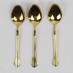 Lot of 3 Cambridge Silver Stainless Tracy Pattern Gold Electroplate Teaspoons