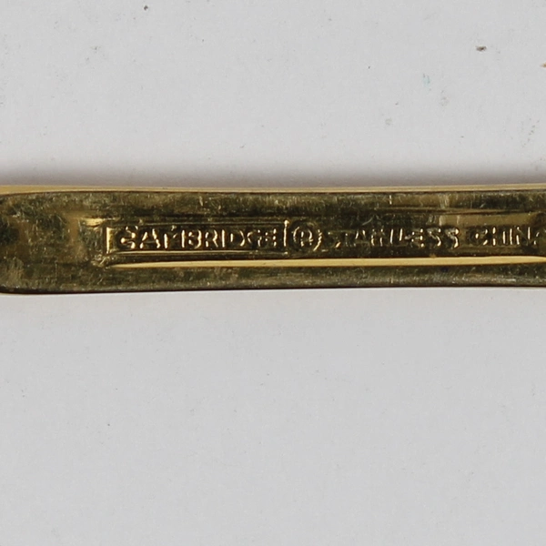 Lot of 3 Cambridge Silver Stainless Tracy Pattern Gold Electroplate Teaspoons