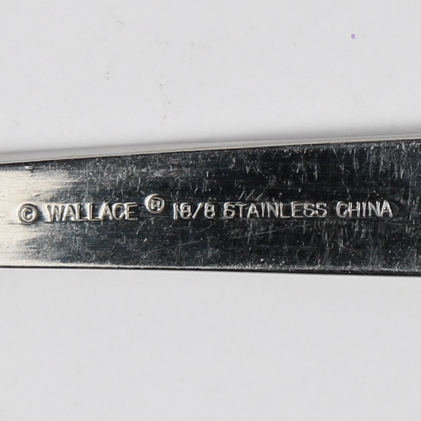 5 Wallace Silver Manhattan Pattern Oval Soup Spoons 18/8 Stainless 7.75" Good