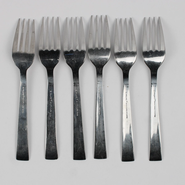 6 Wallace Silver Manhattan Pattern Salad Forks 18/8 Stainless 6.5 Inches Good