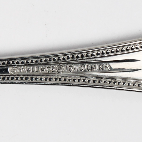 Lot of 7 Wallace Silver Regal Pearl Pattern Teaspoons Beaded Front/Back 6" Good