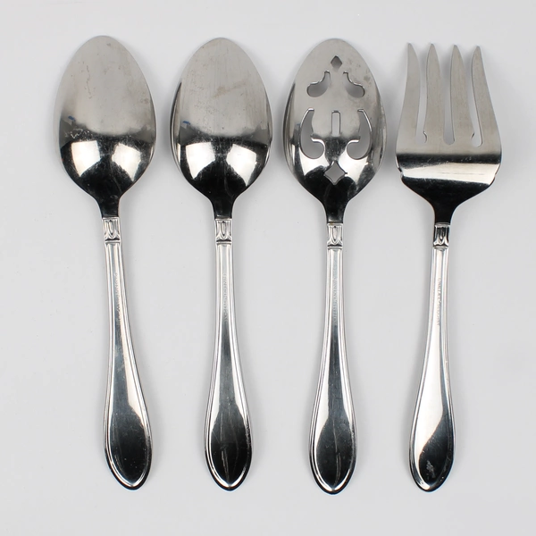 Lot of 4 Wallace Silver Riviera Pattern Serving Utensils 18/10 Stainless Good