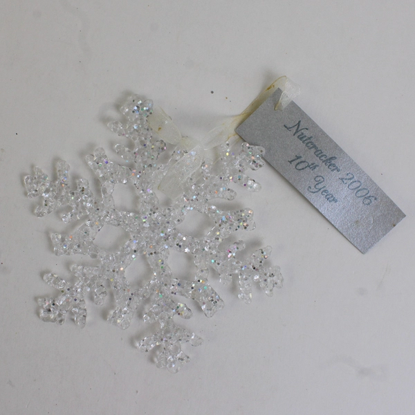Lot of 3 Christmas Ornaments Glitter Snowflake Glass Bell