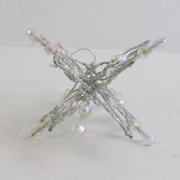 Lot of 3 Christmas Ornaments Glitter Snowflake Glass Bell