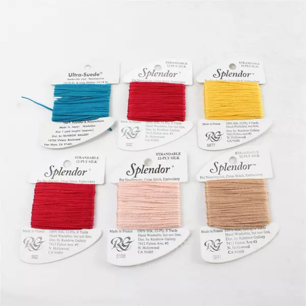 Lot of 6 Splendor Silk Needlepoint Thread Rainbow Gallery Strandable 12-Ply New