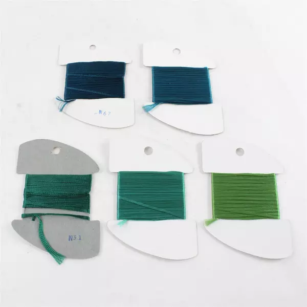 New Lot of 5 Neon Rays Needlepoint Ribbon, Green Shades 10 yds. each  