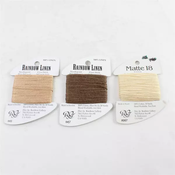 Lot of 3 Rainbow Linen & Matte 18 Cotton Thread 20 & 15 yds. Each New