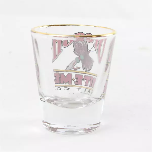 Oregon Bite Me Bait Company Standard Shot Glass Vintage Souvenir