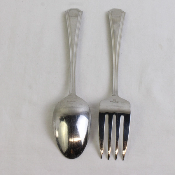Lot of 2 Tatum Frost by Mikasa Serving Fork Spoon Stainless Steel Frost Center