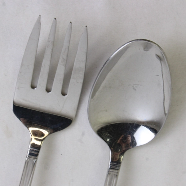 Lot of 2 Tatum Frost by Mikasa Serving Fork Spoon Stainless Steel Frost Center