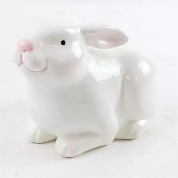Midwest Importers White Porcelain Bunny Laying Statue 7" Tabletop Decor