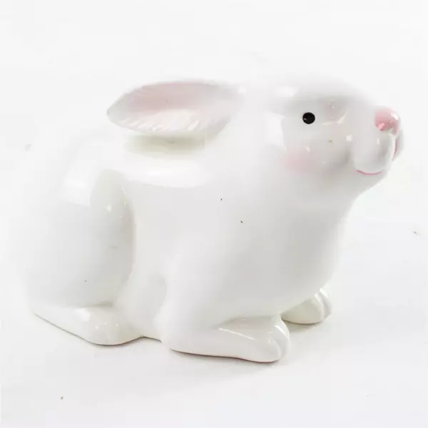 Midwest Importers White Porcelain Bunny Laying Statue 7" Tabletop Decor