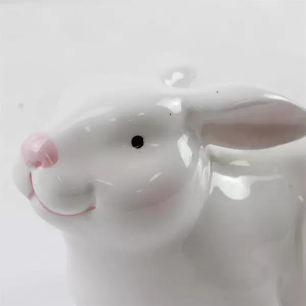 Midwest Importers White Porcelain Bunny Laying Statue 7" Tabletop Decor