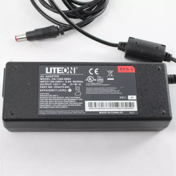 Genuine Liteon 36W PA-1360-5M03 AC Adapter Power Supply 12V, No Power Cord