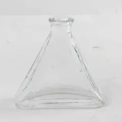 Rare Vintage Triangle Shaped Thick Heavy Glass Vase Bottle 4.75" 
