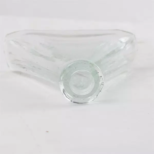 Rare Vintage Triangle Shaped Thick Heavy Glass Vase Bottle 4.75" 