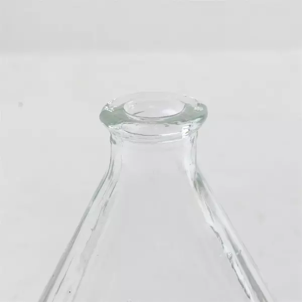 Rare Vintage Triangle Shaped Thick Heavy Glass Vase Bottle 4.75" 