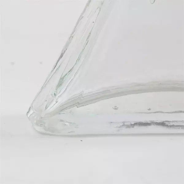 Rare Vintage Triangle Shaped Thick Heavy Glass Vase Bottle 4.75" 