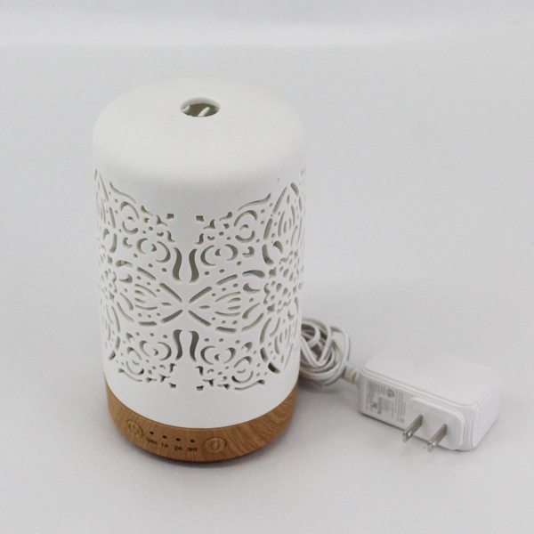Earnest Living White Ceramic Essential Oil Diffuser with Timer Night Light