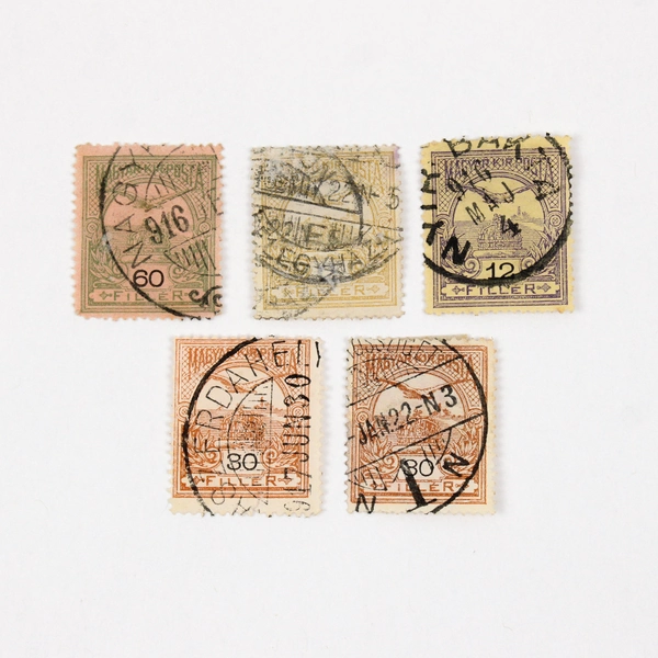 Lot Of 5 Hungary Magyar Kir Posta Turul Bird St Stephens Crown Stamps Used