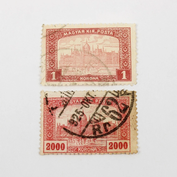 Lot Of 7 Hungary Magyar Kir Posta Parliament 2/2.5/3/10/1000/2000 Korona Stamps 