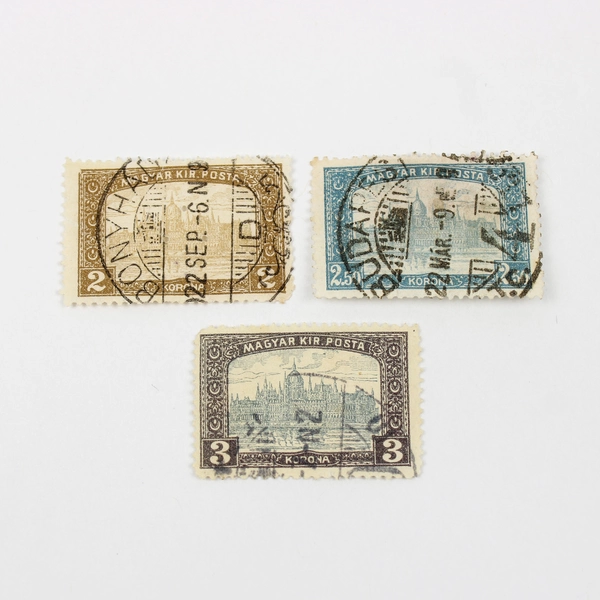 Lot Of 7 Hungary Magyar Kir Posta Parliament 2/2.5/3/10/1000/2000 Korona Stamps 