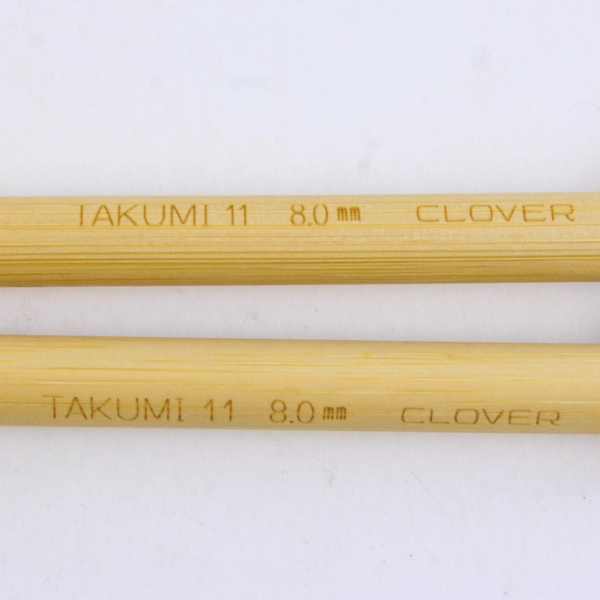 Pair of Clover Wooden Knitting Needles Takumi 11 8.0mm