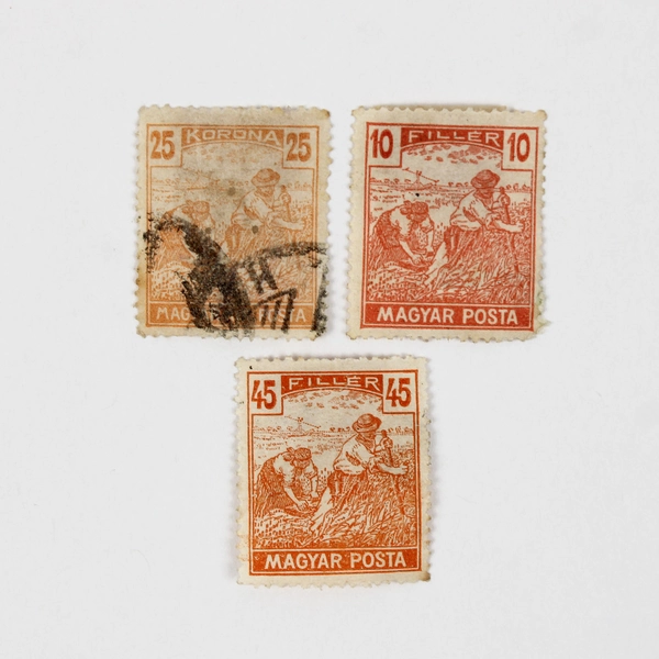 Lot Of 10 Hungary 5/6/10/45/50 Filler 2/2/5/10/25 Korona Harvester Stamps Used 