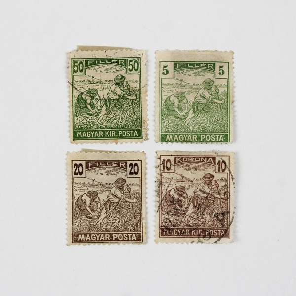 Lot Of 10 Hungary 5/6/10/45/50 Filler 2/2/5/10/25 Korona Harvester Stamps Used 