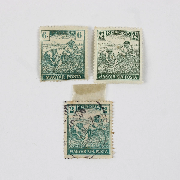 Lot Of 10 Hungary 5/6/10/45/50 Filler 2/2/5/10/25 Korona Harvester Stamps Used 