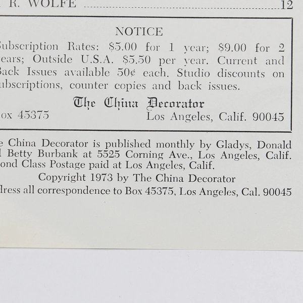 Vintage The China Decorator Magazine December 1973 Christmas Issue Vol 18 #12