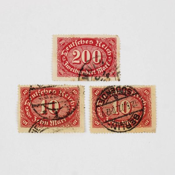 Lot Of 10 Germany Deutsches Reich 5/10/200 Mark Stamps 1920s Used