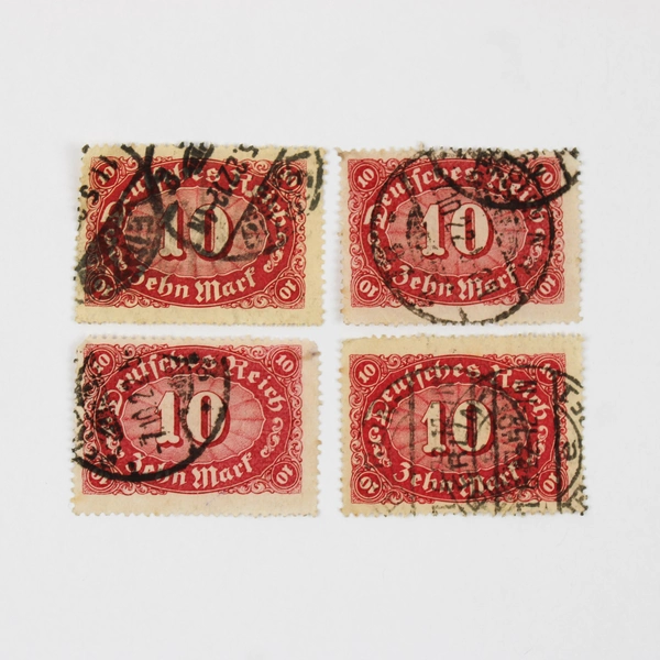 Lot Of 10 Germany Deutsches Reich 5/10/200 Mark Stamps 1920s Used