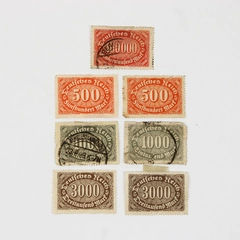 Lot Of 7 Germany Deutsches Reich 500/1000/3000/100000 Mark Stamps 1920s Used