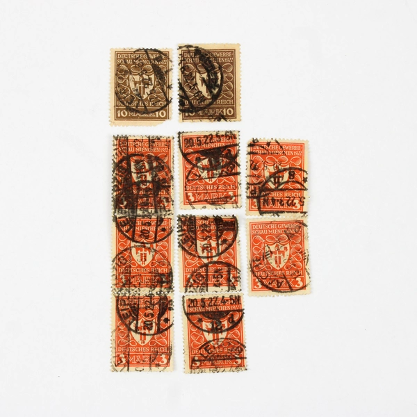 Lot Of 10 Germany Deutsches Reich 1922 3 Mark 10 Mark Stamps Used