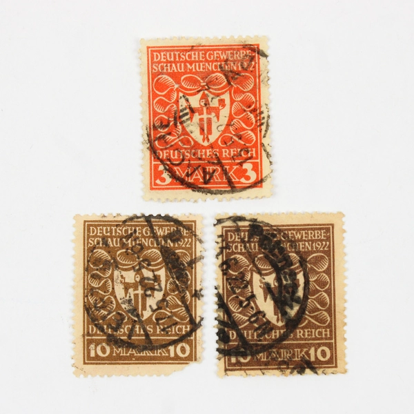 Lot Of 10 Germany Deutsches Reich 1922 3 Mark 10 Mark Stamps Used