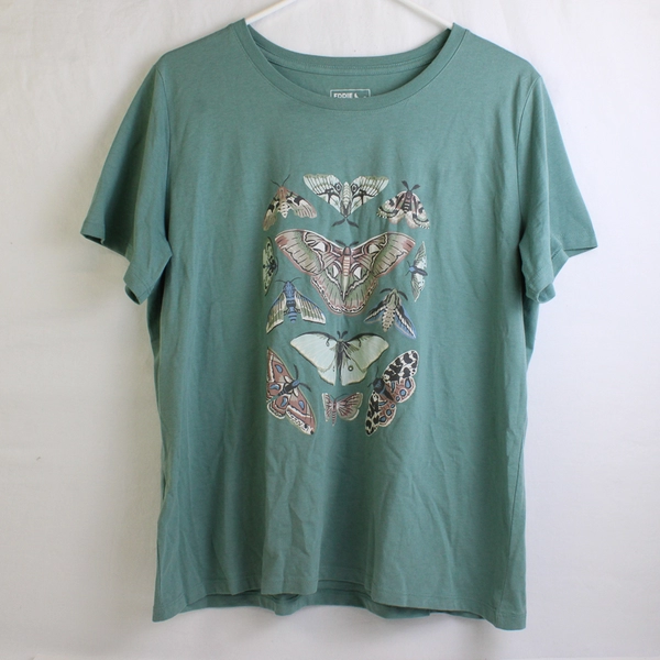 Eddie Bauer Green Moth Graphic T-Shirt Women's Size XL
