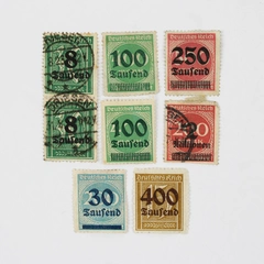 Lot of 8 Germany Deutsches Reich Saufend Hyperinflation Stamps Used 1920s