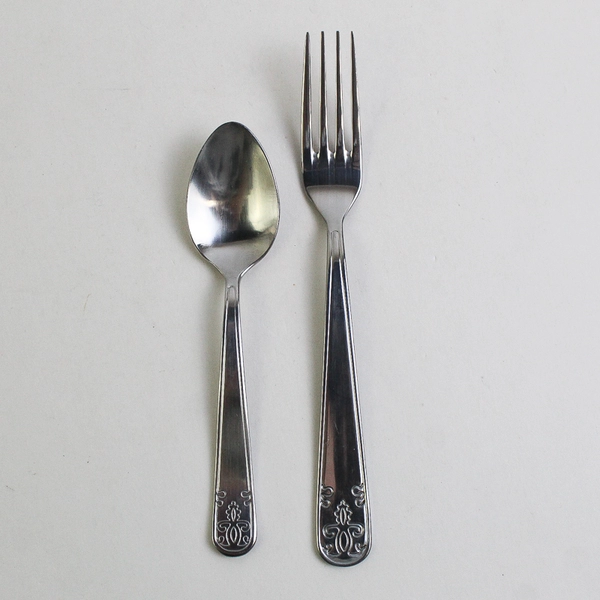 Lot of 2 Ikea Atbart Pattern Stainless Teaspoon & Salad Fork Good Hard to Find