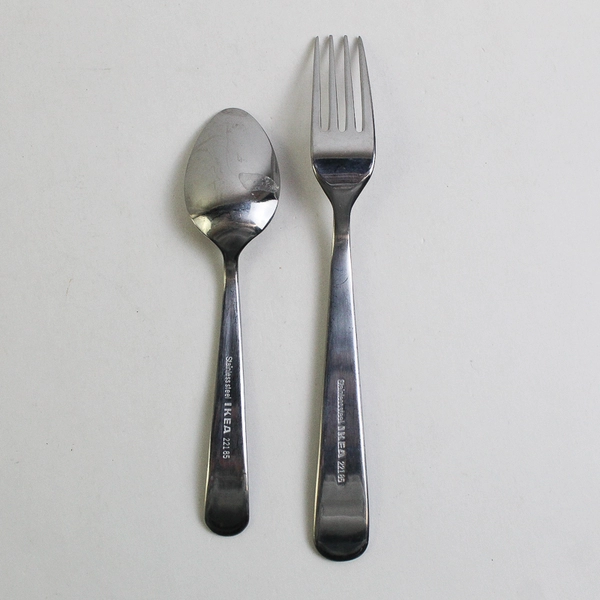 Lot of 2 Ikea Atbart Pattern Stainless Teaspoon & Salad Fork Good Hard to Find
