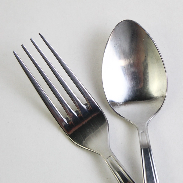 Lot of 2 Ikea Atbart Pattern Stainless Teaspoon & Salad Fork Good Hard to Find