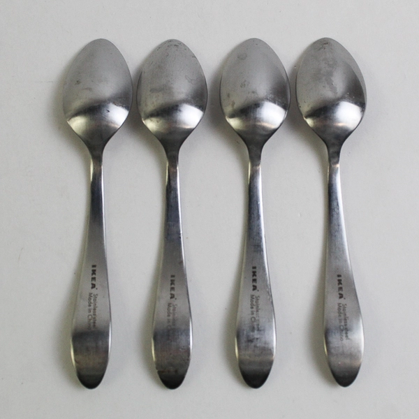 Lot of 4 IKEA Smide Pattern Stainless Steel Teaspoons 5.5" Long Good