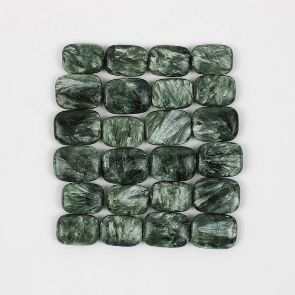 Lot of 58 Blue & Green Gemstone Cabochon Beads Lapis Lazuli Seraphinite Kyanite